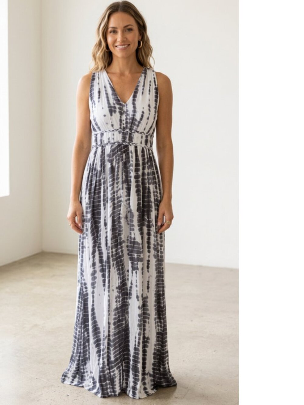 Japna Blue and White Halter Maxi Dress, NWT, S